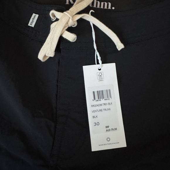 Rhythm. Men's Black Swim Shorts - Picture 3 of 3